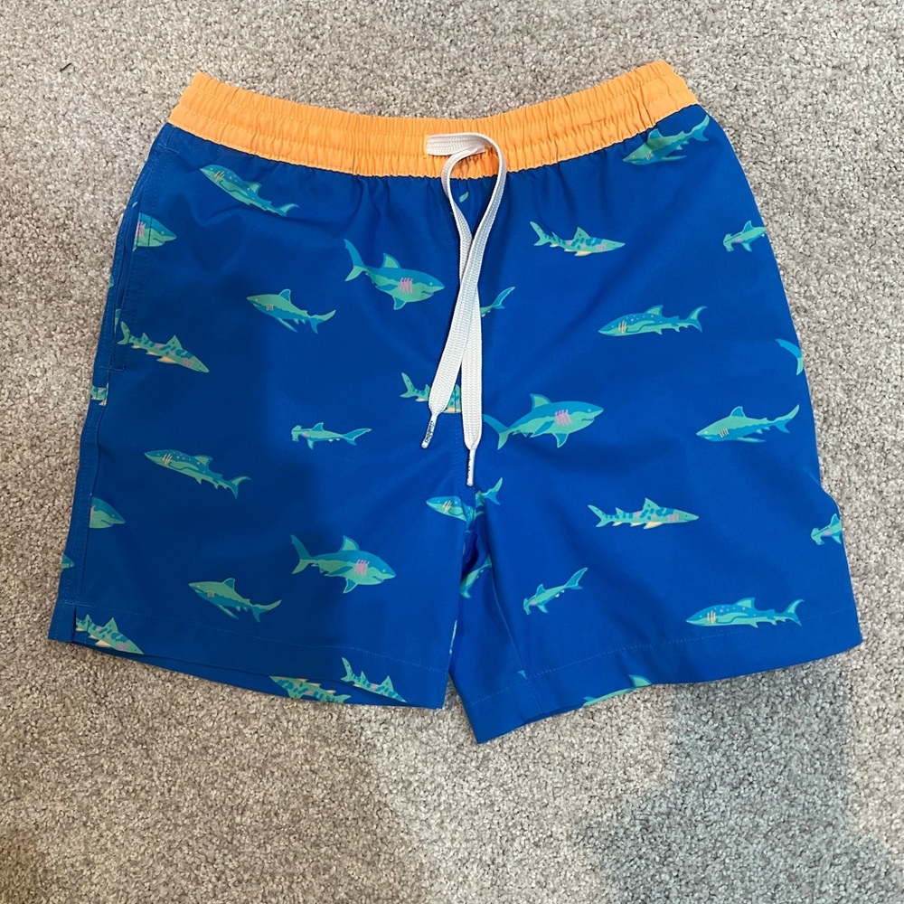 Chubbies Kids Swim Trunks - Blue with Shark Pattern